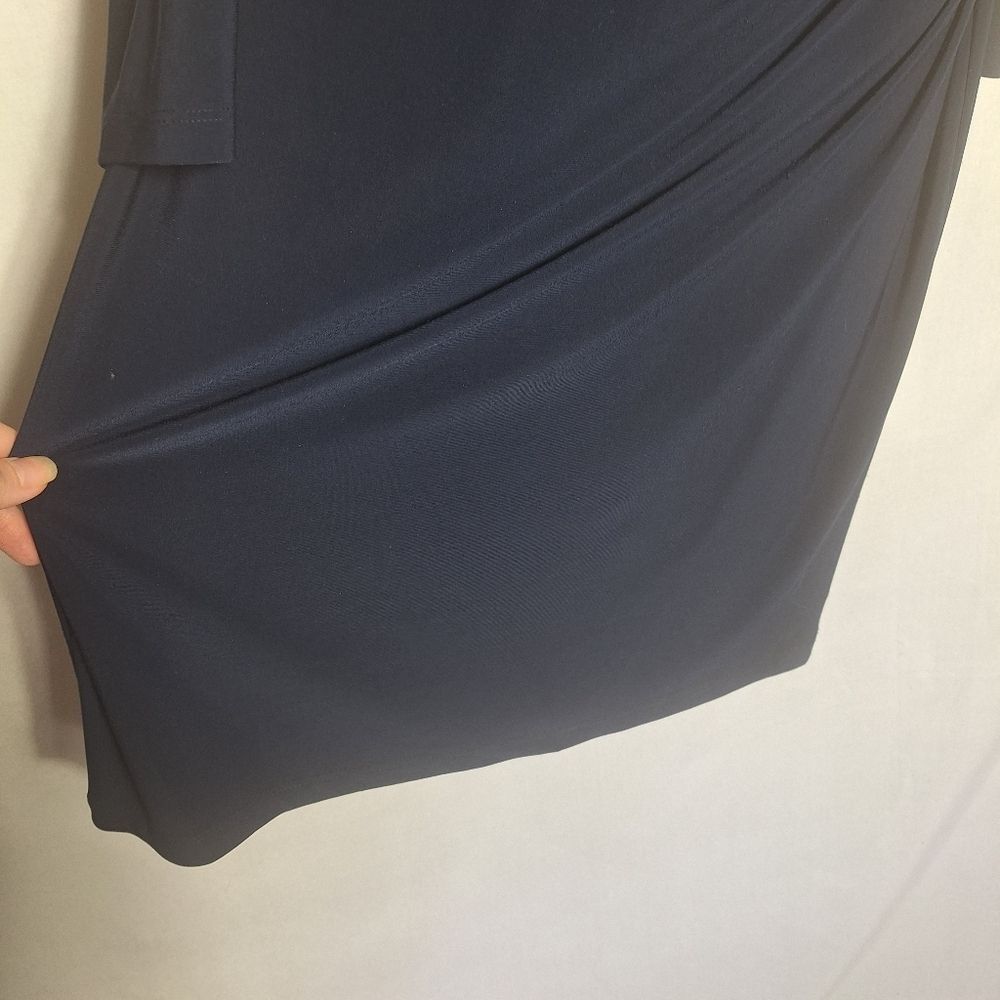 Lauren Ralph Lauren Navy Evening Dress Slinky Cold Shoulder Size 12 Womens - Picture 10 of 15